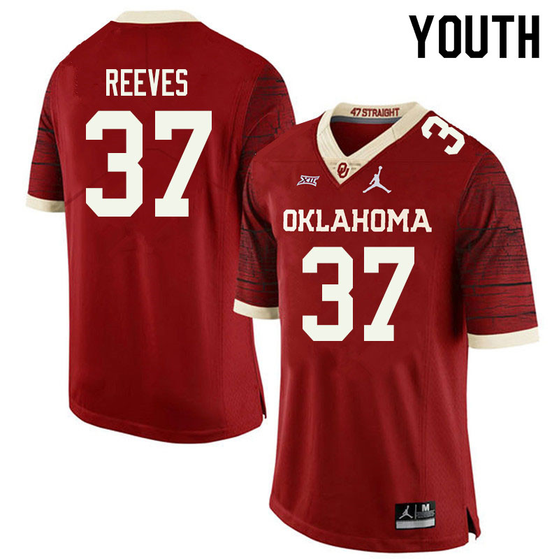 Jordan Brand Youth #37 Easton Reeves Oklahoma Sooners College Football Jerseys Sale-Retro